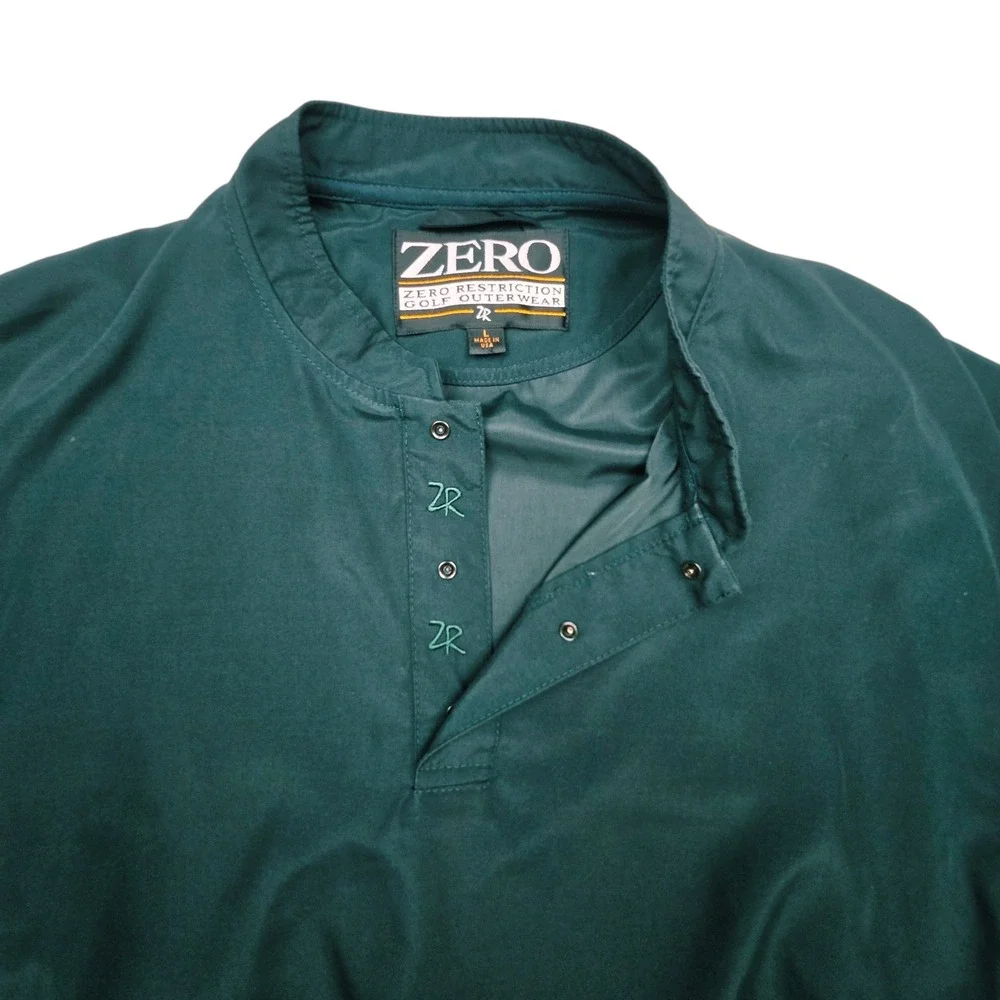 Zero Restriction Golf Windbreaker L Forest Green Vintage 90s USA Pullover